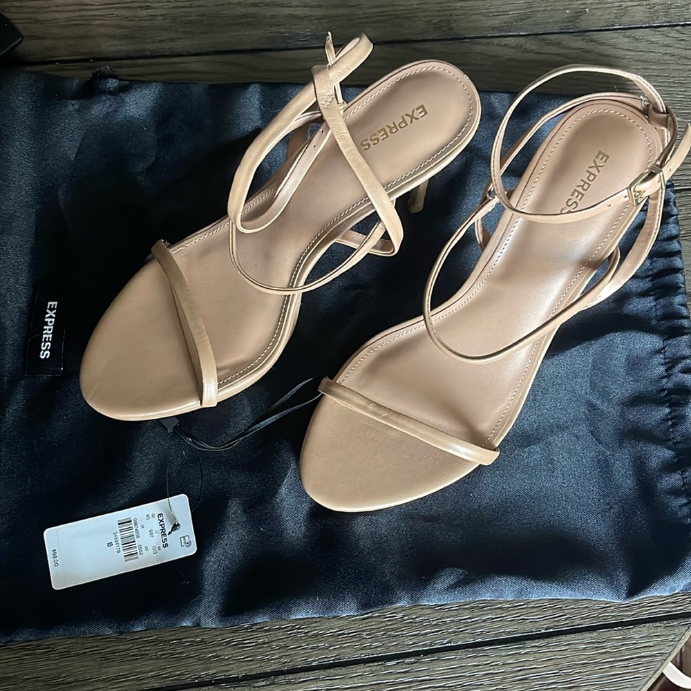 Express nude ankle strap heels